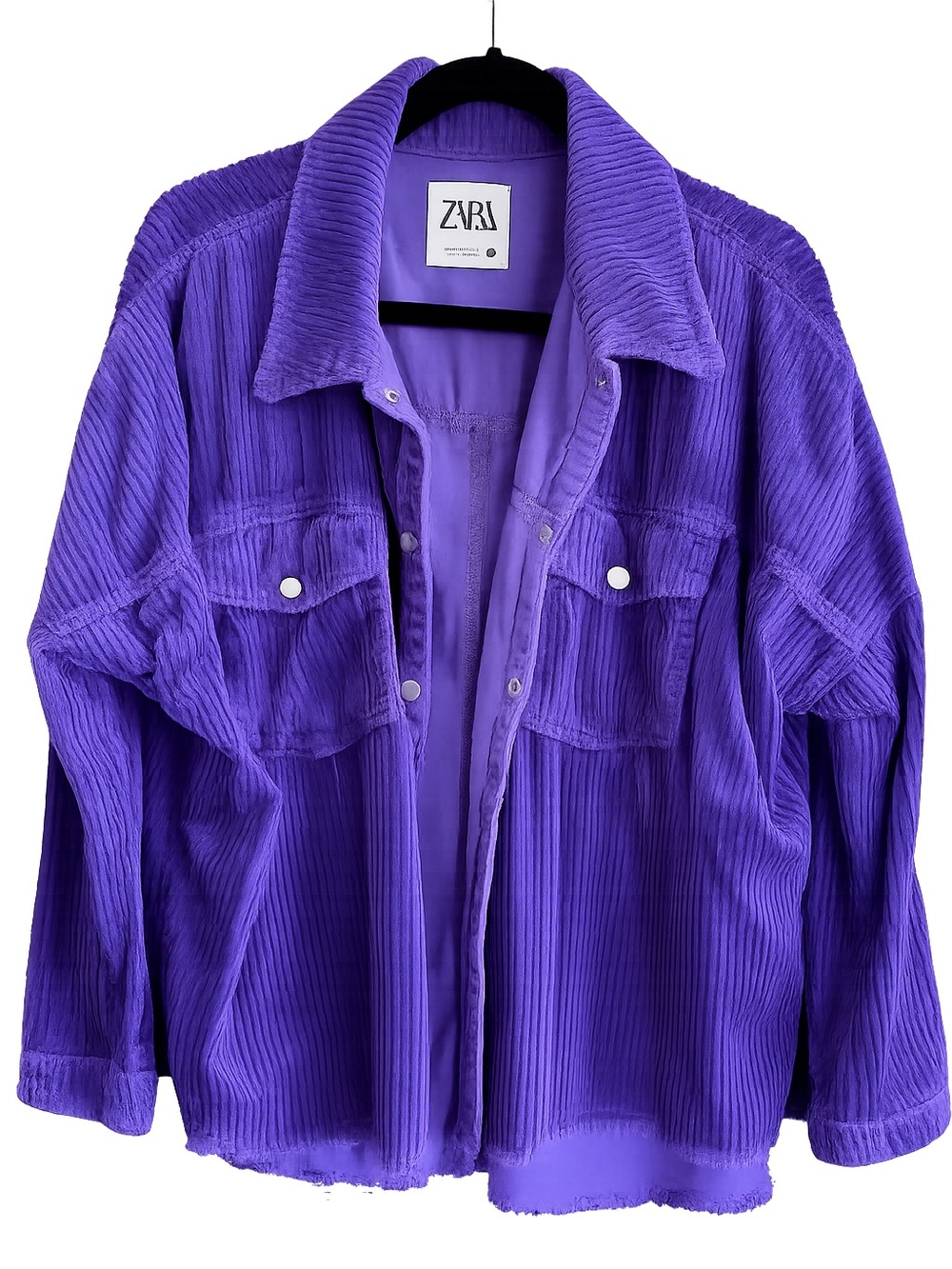 Zara Purple Corduroy Overshirt Jacket Size Large